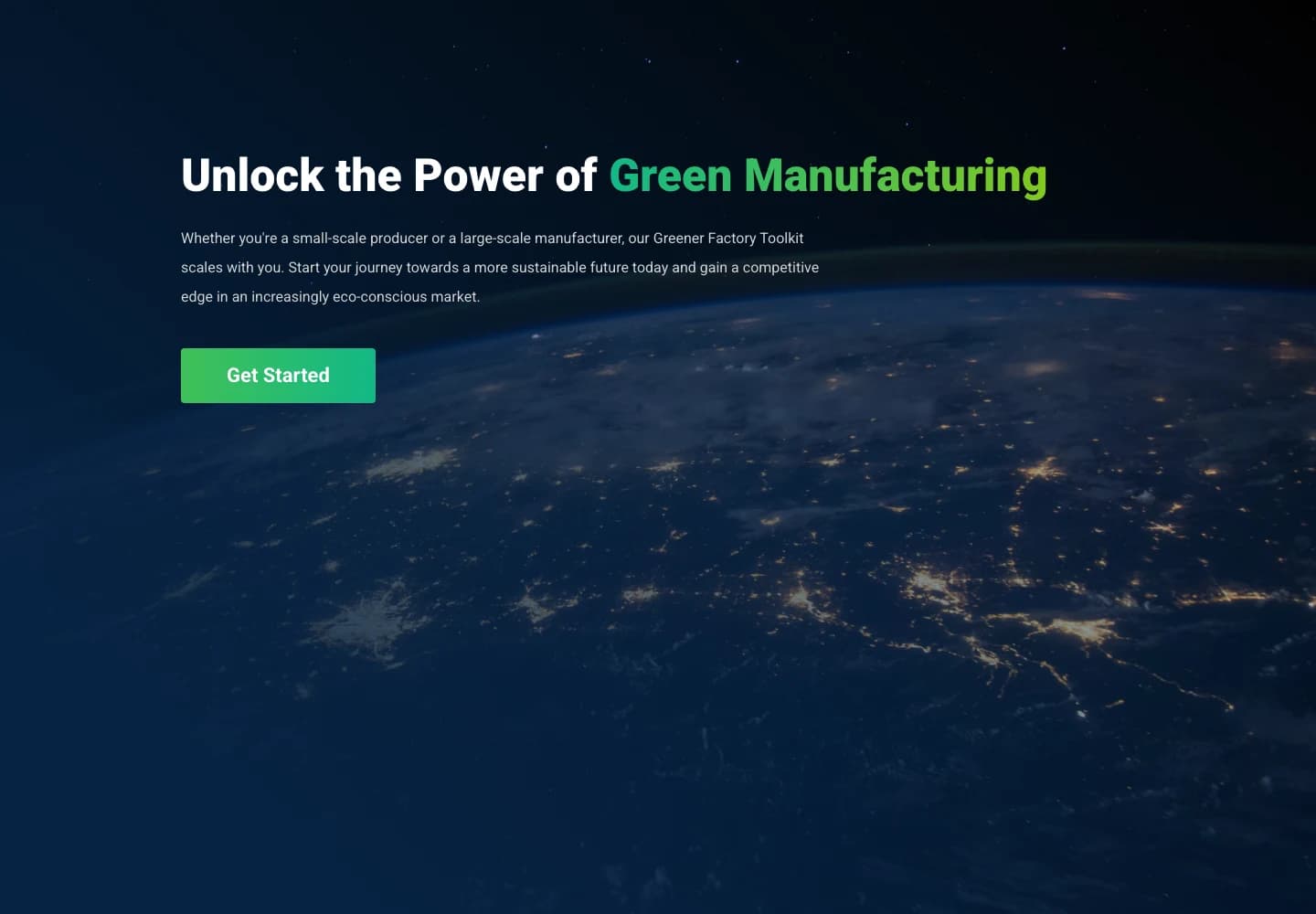 Green manufacturing landing page for the greenhouse gas protocol calculator